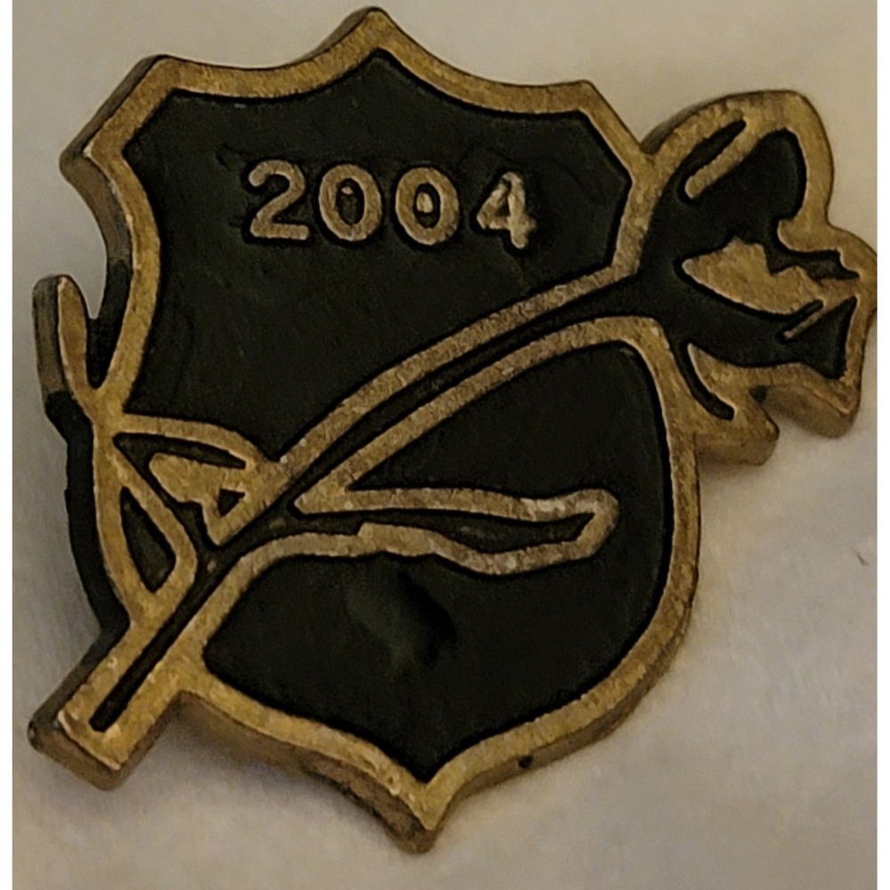 2004 Black & Gold Metal ROSE Biker STURGIS Women's Motorcycle Jacket Pin Rare NM